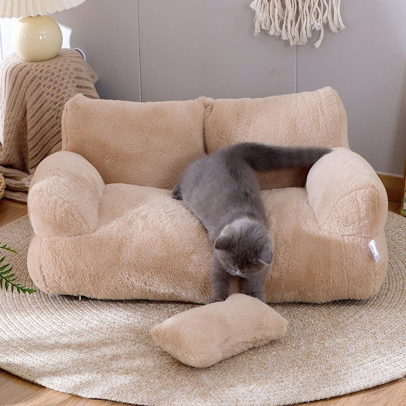 Luxury Winter Warm Plush Pet Bed Sofa – Soft & Comfortable Cat/Dog Nest