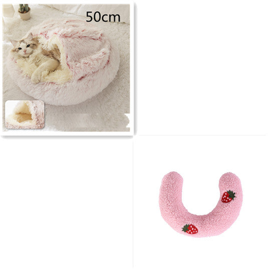 2 In 1 Dog And Cat Bed Pet Winter Bed Round
