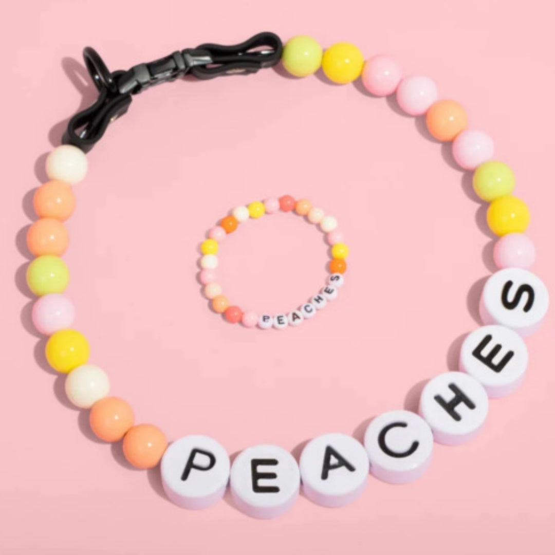 Pet Beaded Name Collar With Bracelet Set