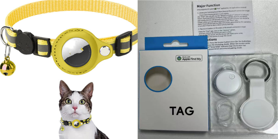 Track your cat with a reflective waterproof AirTag collar holder – safe and comfortable.