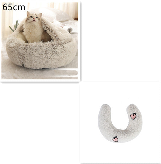 2 In 1 Dog And Cat Bed Pet Winter Bed Round