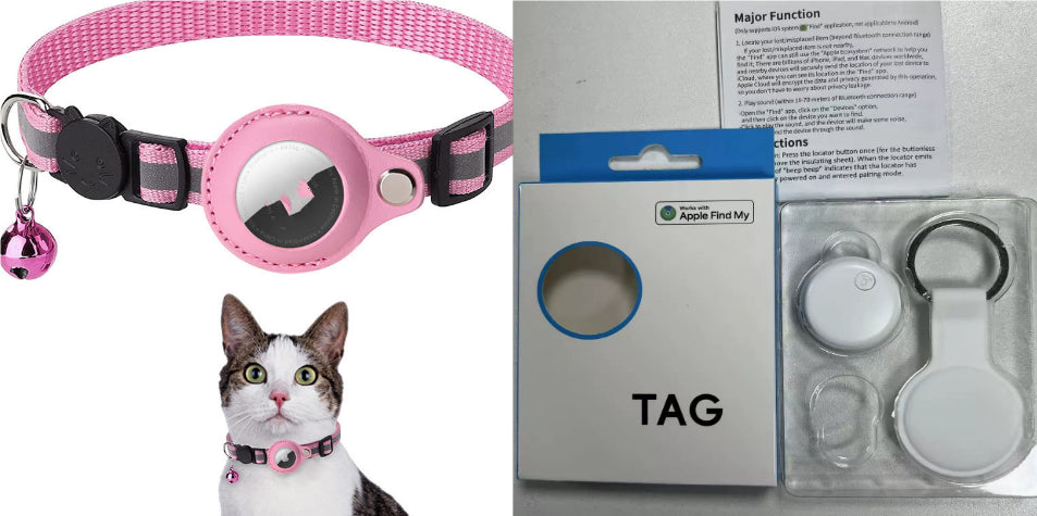 Track your cat with a reflective waterproof AirTag collar holder – safe and comfortable.