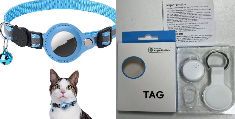 Track your cat with a reflective waterproof AirTag collar holder – safe and comfortable.