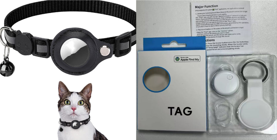 Track your cat with a reflective waterproof AirTag collar holder – safe and comfortable.