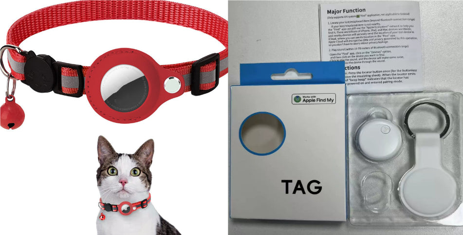 Track your cat with a reflective waterproof AirTag collar holder – safe and comfortable.