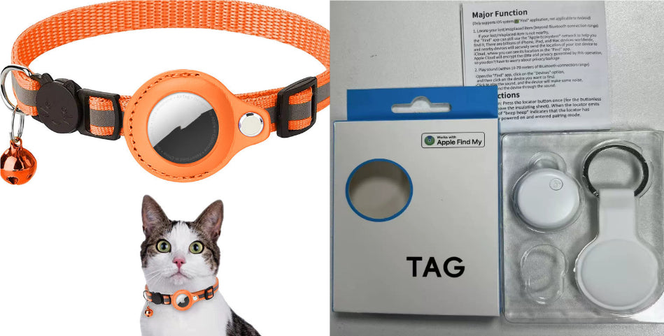 Track your cat with a reflective waterproof AirTag collar holder – safe and comfortable.