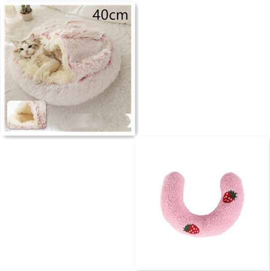 2 In 1 Dog And Cat Bed Pet Winter Bed Round